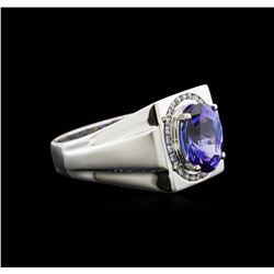 3.63ct Tanzanite and Diamond Ring - 14KT White Gold