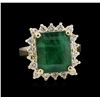 Image 1 : 5.36ct Emerald and Diamond Ring - 14KT Yellow Gold