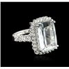 Image 1 : 14KT White Gold 7.95ct Aquamarine and Diamond Ring