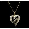 Image 1 : 10KT Yellow Gold 0.30ctw Diamond Heart Pendant With Chain