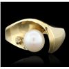 Image 2 : 14KT Yellow Gold Pearl & Diamond Ring