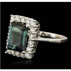 14KT White Gold 4.30ct Tourmaline and Diamond Ring