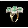 Image 3 : 14KT Yellow Gold 4.90ctw Emerald and Diamond Ring