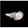 Image 1 : Pearl and Diamond Ring - 14KT White Gold