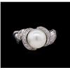 Image 2 : Pearl and Diamond Ring - 14KT White Gold