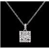 Image 2 : 0.87ctw Diamond Pendant With Chain - 14KT-18KT White Gold