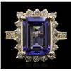 Image 2 : 14KT Yellow Gold 5.32ct Tanzanite and Diamond Ring