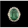 Image 2 : 14KT Yellow Gold 9.11ct Emerald and Diamond Ring