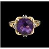 Image 2 : 5.60ct Amethyst and Diamond Ring - 14KT Yellow Gold