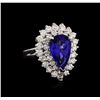 Image 1 : 14KT White Gold 3.11ct Tanzanite and Diamond Ring