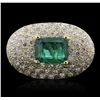 Image 4 : 14KT Yellow Gold 3.08ct Emerald and Diamond Ring