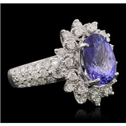 14KT White Gold 4.30ct Tanzanite and Diamond Ring