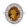 Image 2 : 14KT White Gold 4.67ct Orange Tourmaline and Diamond Ring