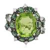 Image 2 : 18KT White Gold 9.54ct Peridot, Chrysoberyls and Diamond Ring