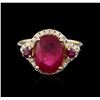Image 2 : 14KT Yellow Gold 4.90ctw Ruby and Diamond Ring