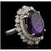 Image 3 : 14KT White Gold 11.11ct Amethyst and Diamond Ring
