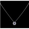 Image 2 : 1.20ctw Blue and White Sapphire Pendant With Chain - 14KT White Gold