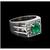 Image 1 : 1.38ct Emerald and Diamond Ring - 18KT White Gold