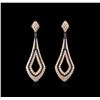 Image 1 : 4.48ctw Blue Sapphire and Diamond Earrings - 18KT Rose Gold