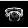 Image 2 : 5.50ct Black Onyx and Diamond Ring - 18KT White Gold