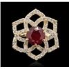 Image 1 : 14KT Yellow Gold 3.11ct Ruby and Diamond Ring