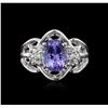 Image 2 : 14KT White Gold 2.98ct Tanzanite and Diamond Ring