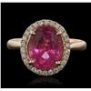 Image 4 : 14KT Rose Gold 2.95ct Tourmaline and Diamond Ring