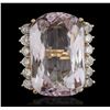 Image 4 : 14KT Yellow Gold GIA Certified 65.77ct Kunzite and Diamond Ring