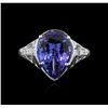 Image 2 : 4.10ct Tanzanite and Diamond Ring - 14KT White Gold