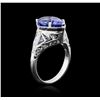 Image 3 : 4.10ct Tanzanite and Diamond Ring - 14KT White Gold