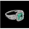 Image 1 : 1.04ct Emerald and Diamond Ring - 18KT White Gold