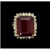 Image 2 : 15.48ct Ruby and Diamond Ring - 14KT Yellow Gold