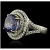 Image 2 : 14KT Two-Tone Gold 6.30ct Tanzanite and Diamond Ring