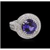 Image 1 : 6.76ct Tanzanite and Diamond Ring - 14KT White Gold