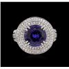 Image 2 : 6.76ct Tanzanite and Diamond Ring - 14KT White Gold