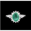 Image 2 : 1.33ct Emerald and Diamond Ring - 14KT White Gold
