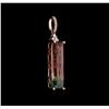 Image 2 : 4.21ct Bi-Color Tourmaline and Diamond Pendant - 14KT Rose Gold