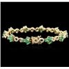 Image 2 : 14KT Yellow Gold 4.71ctw Emerald and Diamond Bracelet