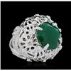Image 1 : SILVER 9.68ct Emerald & White Topaz Ring