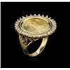 Image 3 : 14KT Yellow Gold 0.37ctw Diamond Coin Ring
