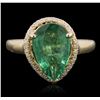 Image 2 : 14KT Yellow Gold 2.68ct Emerald and Diamond Ring