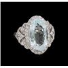 Image 1 : 14KT White Gold 6.88ct Aquamarine and Diamond Ring