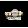 Image 2 : 0.32ct Pearl and Diamond Ring - 14KT Two-Tone Gold