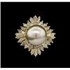 Image 2 : 2.41ctw Pearl and Diamond Ring - 14KT Yellow Gold