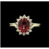 Image 2 : 2.11ct Pink Tourmaline and Diamond Ring - 14KT Yellow Gold