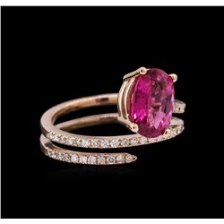 1.12ct Pink Tourmaline and Diamond Ring - 14KT Rose Gold