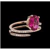 Image 1 : 1.12ct Pink Tourmaline and Diamond Ring - 14KT Rose Gold