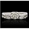 Image 2 : Platinum 0.84ctw Diamond Ring Wedding Set