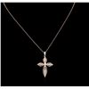 Image 2 : 0.74ctw Diamond Cross Pendant With Chain - 14KT Two-Tone Gold