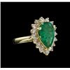 Image 1 : 14KT Yellow Gold 2.60ct Emerald and Diamond Ring